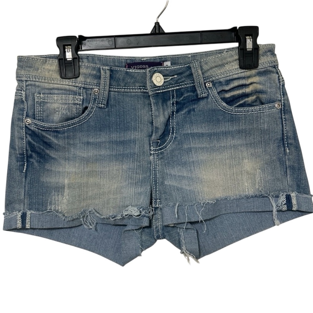 Y2K VIGOSS Distressed Jean Shorts Size 3 | Low Rise Cut Offs